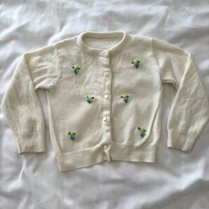 Vintage toddler cardigan sweater floral pastel detailing knit cottage 18-24